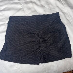 Tik Tok Booty Lift Shorts Black Ruched Honeycomb Comfy Active Shorts S-M
